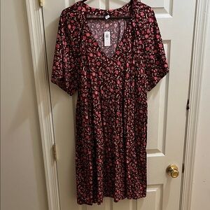 Old Navy Floral Midi Dress - Red and Pink